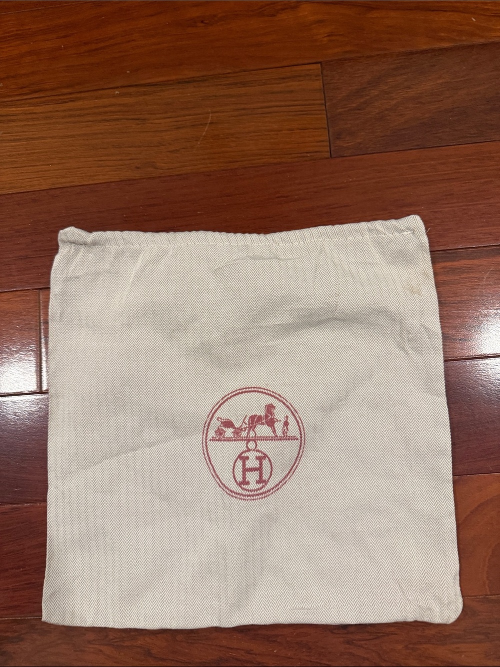 Hermes- Cream Drawstring Bag